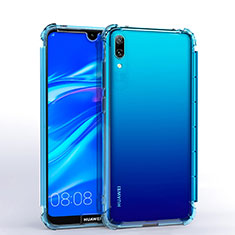 Custodia Silicone Trasparente Ultra Sottile Cover Morbida H02 per Huawei Y7 Pro (2019) Cielo Blu