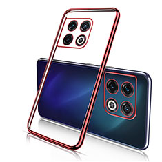 Custodia Silicone Trasparente Ultra Sottile Cover Morbida H02 per OnePlus 10 Pro 5G Rosso