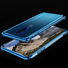Custodia Silicone Trasparente Ultra Sottile Cover Morbida H02 per OnePlus 7T Pro 5G Blu