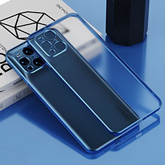 Custodia Silicone Trasparente Ultra Sottile Cover Morbida H02 per Oppo Find X3 5G Blu