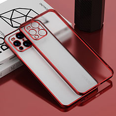 Custodia Silicone Trasparente Ultra Sottile Cover Morbida H02 per Oppo Find X3 Pro 5G Rosso