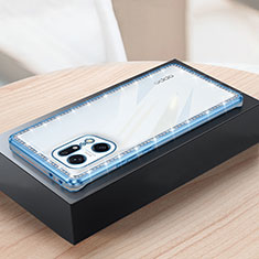 Custodia Silicone Trasparente Ultra Sottile Cover Morbida H02 per Oppo Find X5 Pro 5G Blu