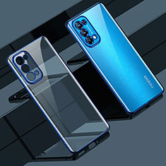 Custodia Silicone Trasparente Ultra Sottile Cover Morbida H02 per Oppo Reno5 Pro 5G Blu