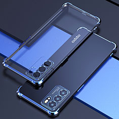 Custodia Silicone Trasparente Ultra Sottile Cover Morbida H02 per Oppo Reno6 5G Blu