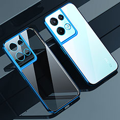 Custodia Silicone Trasparente Ultra Sottile Cover Morbida H02 per Oppo Reno9 Pro 5G Blu