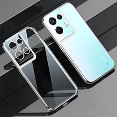 Custodia Silicone Trasparente Ultra Sottile Cover Morbida H02 per Oppo Reno9 Pro+ Plus 5G Argento