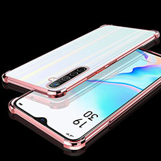 Custodia Silicone Trasparente Ultra Sottile Cover Morbida H02 per Realme XT Oro Rosa