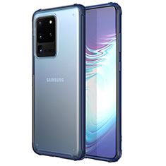 Custodia Silicone Trasparente Ultra Sottile Cover Morbida H02 per Samsung Galaxy S20 Ultra Blu