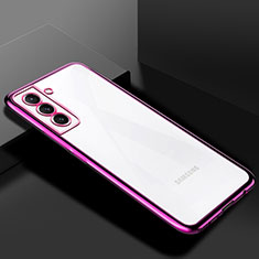 Custodia Silicone Trasparente Ultra Sottile Cover Morbida H02 per Samsung Galaxy S21 FE 5G Viola