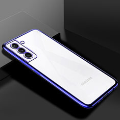 Custodia Silicone Trasparente Ultra Sottile Cover Morbida H02 per Samsung Galaxy S21 Plus 5G Blu