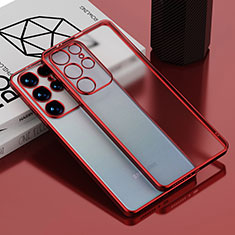 Custodia Silicone Trasparente Ultra Sottile Cover Morbida H02 per Samsung Galaxy S23 Ultra 5G Rosso