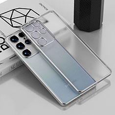 Custodia Silicone Trasparente Ultra Sottile Cover Morbida H02 per Samsung Galaxy S24 Ultra 5G Argento