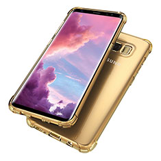 Custodia Silicone Trasparente Ultra Sottile Cover Morbida H02 per Samsung Galaxy S8 Oro
