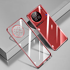 Custodia Silicone Trasparente Ultra Sottile Cover Morbida H02 per Vivo X90 5G Rosso