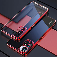 Custodia Silicone Trasparente Ultra Sottile Cover Morbida H02 per Xiaomi Redmi 10 4G Rosso