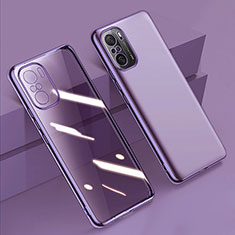 Custodia Silicone Trasparente Ultra Sottile Cover Morbida H02 per Xiaomi Redmi K40 5G Viola