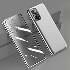 Custodia Silicone Trasparente Ultra Sottile Cover Morbida H02 per Xiaomi Redmi K40 Pro 5G Argento