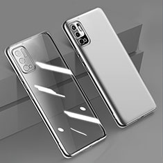 Custodia Silicone Trasparente Ultra Sottile Cover Morbida H02 per Xiaomi Redmi Note 10 5G Argento