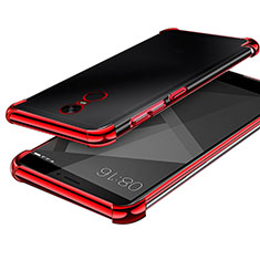 Custodia Silicone Trasparente Ultra Sottile Cover Morbida H02 per Xiaomi Redmi Note 4 Rosso