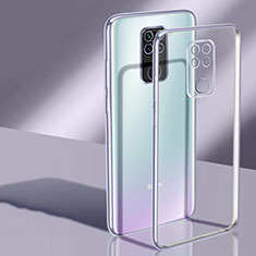 Custodia Silicone Trasparente Ultra Sottile Cover Morbida H02 per Xiaomi Redmi Note 9 Argento