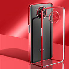 Custodia Silicone Trasparente Ultra Sottile Cover Morbida H02 per Xiaomi Redmi Note 9T 5G Rosso