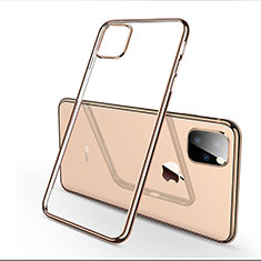 Custodia Silicone Trasparente Ultra Sottile Cover Morbida H03 per Apple iPhone 11 Pro Max Oro