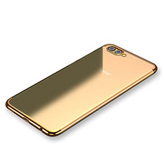 Custodia Silicone Trasparente Ultra Sottile Cover Morbida H03 per Huawei Honor View 10 Oro