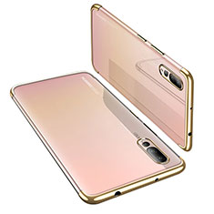 Custodia Silicone Trasparente Ultra Sottile Cover Morbida H03 per Huawei P20 Pro Oro