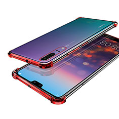 Custodia Silicone Trasparente Ultra Sottile Cover Morbida H03 per Huawei P20 Rosso