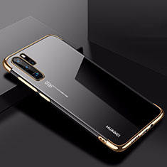 Custodia Silicone Trasparente Ultra Sottile Cover Morbida H03 per Huawei P30 Pro Oro