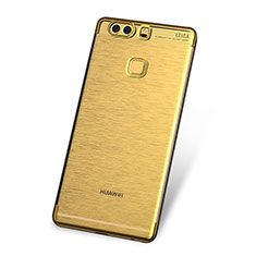Custodia Silicone Trasparente Ultra Sottile Cover Morbida H03 per Huawei P9 Plus Oro