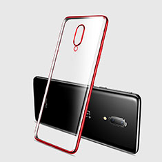 Custodia Silicone Trasparente Ultra Sottile Cover Morbida H03 per OnePlus 7 Pro Rosso