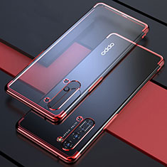 Custodia Silicone Trasparente Ultra Sottile Cover Morbida H03 per Oppo F15 Rosso