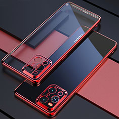Custodia Silicone Trasparente Ultra Sottile Cover Morbida H03 per Oppo Find X3 5G Rosso