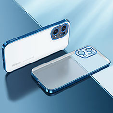 Custodia Silicone Trasparente Ultra Sottile Cover Morbida H03 per Oppo Find X5 5G Blu