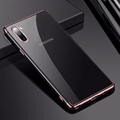 Custodia Silicone Trasparente Ultra Sottile Cover Morbida H03 per Samsung Galaxy Note 10 5G Oro Rosa