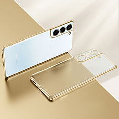 Custodia Silicone Trasparente Ultra Sottile Cover Morbida H03 per Samsung Galaxy S21 5G Oro