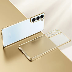 Custodia Silicone Trasparente Ultra Sottile Cover Morbida H03 per Samsung Galaxy S21 Plus 5G Oro