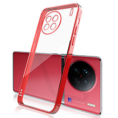 Custodia Silicone Trasparente Ultra Sottile Cover Morbida H03 per Vivo X90 Pro 5G Rosso