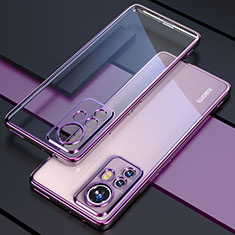 Custodia Silicone Trasparente Ultra Sottile Cover Morbida H03 per Xiaomi Mi 12 5G Viola