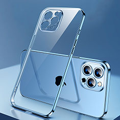 Custodia Silicone Trasparente Ultra Sottile Cover Morbida H04 per Apple iPhone 13 Pro Blu