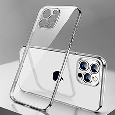 Custodia Silicone Trasparente Ultra Sottile Cover Morbida H04 per Apple iPhone 14 Pro Max Argento