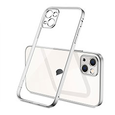 Custodia Silicone Trasparente Ultra Sottile Cover Morbida H04 per Apple iPhone 15 Argento