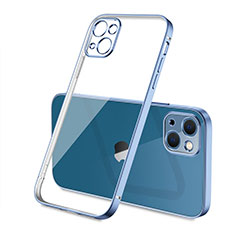 Custodia Silicone Trasparente Ultra Sottile Cover Morbida H04 per Apple iPhone 15 Plus Blu