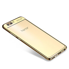 Custodia Silicone Trasparente Ultra Sottile Cover Morbida H04 per Huawei Honor View 10 Oro