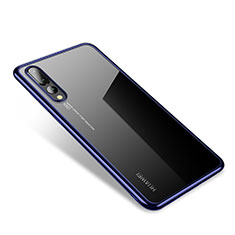 Custodia Silicone Trasparente Ultra Sottile Cover Morbida H04 per Huawei P20 Pro Blu
