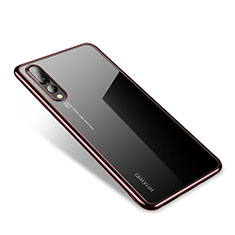 Custodia Silicone Trasparente Ultra Sottile Cover Morbida H04 per Huawei P20 Pro Oro Rosa