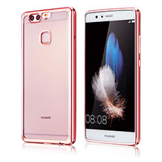 Custodia Silicone Trasparente Ultra Sottile Cover Morbida H04 per Huawei P9 Plus Oro Rosa