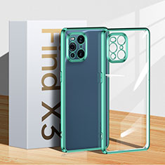 Custodia Silicone Trasparente Ultra Sottile Cover Morbida H04 per Oppo Find X3 Pro 5G Verde