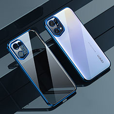 Custodia Silicone Trasparente Ultra Sottile Cover Morbida H04 per Oppo Find X5 Pro 5G Blu